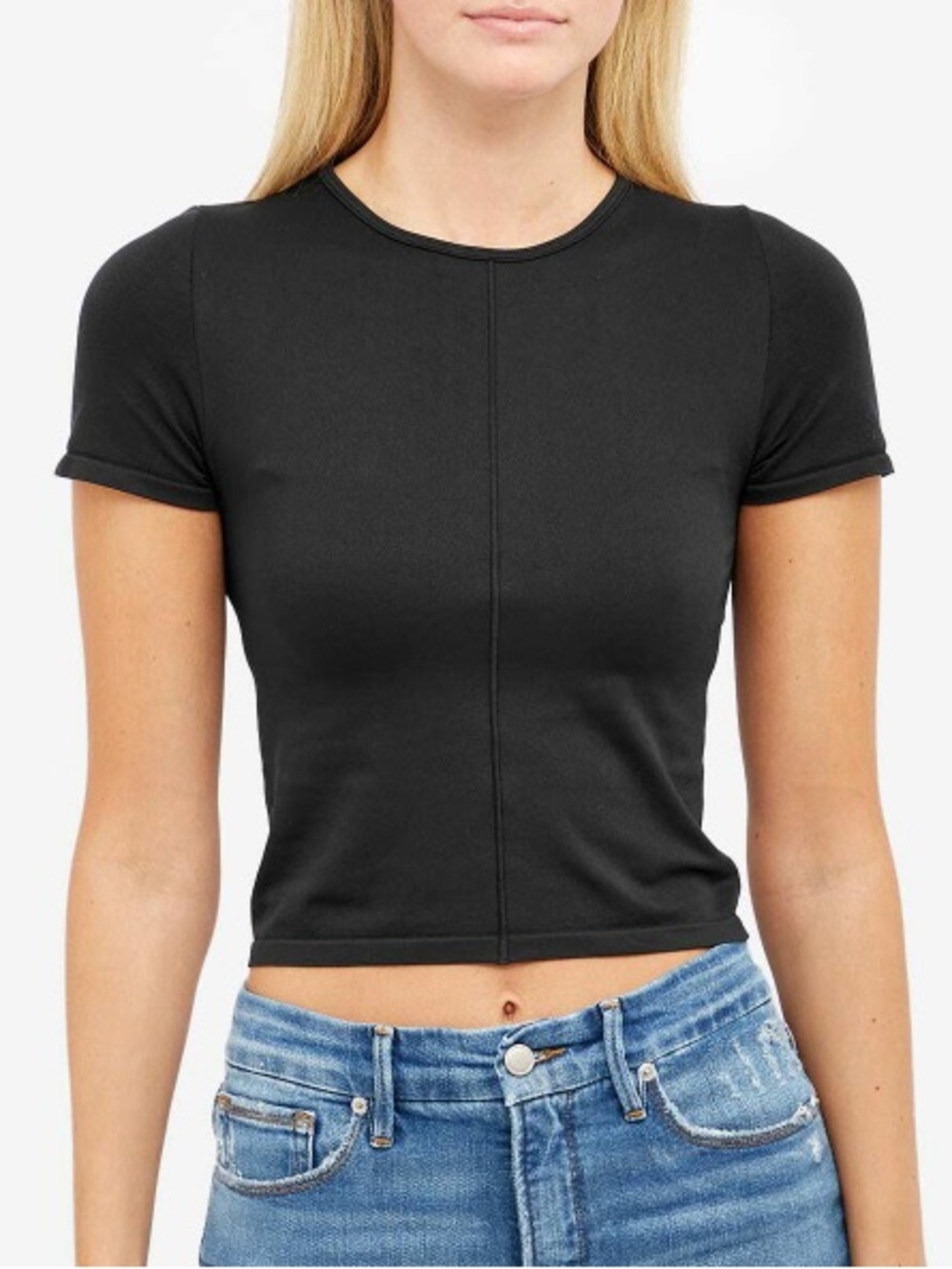 GOOD AMERICAN Women's So Soft Sculpted T-Shirt in Black